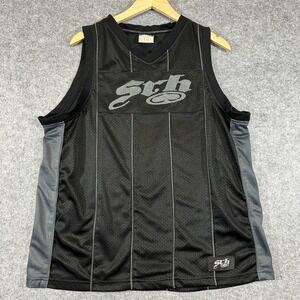 SRH Vintage Sleeveless Jersey Mens XL Black Gray Mesh Lined Hip Hop Skater Y2K